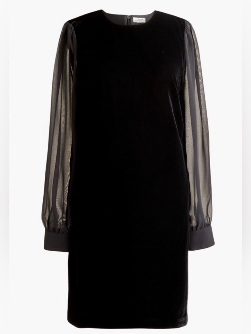 Jcrew Velvet Dress with Sheer Long Sleeves NWT